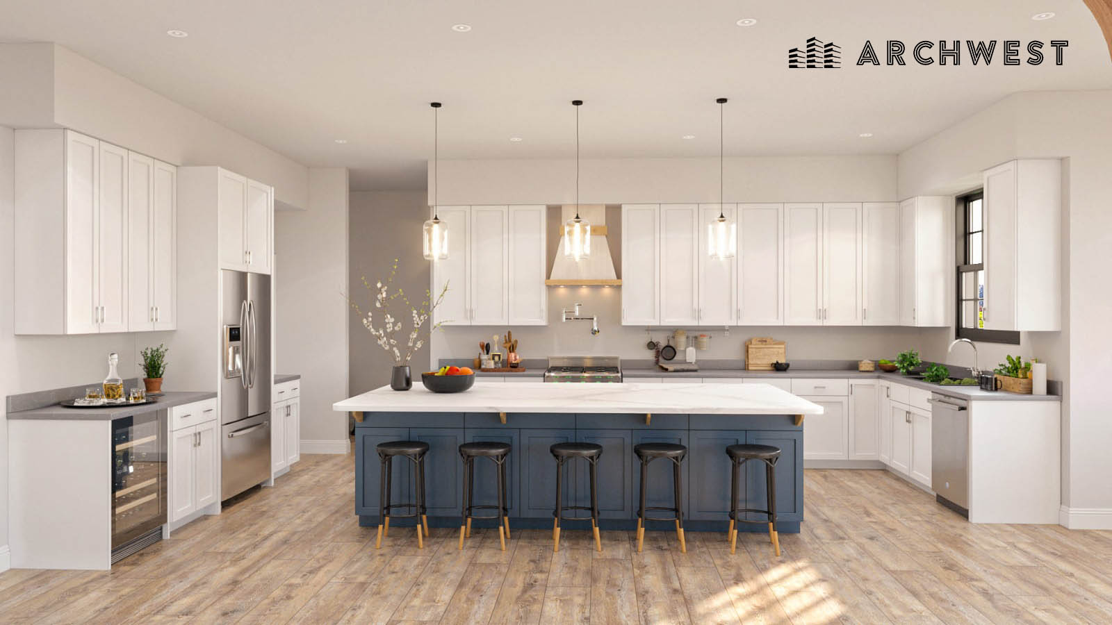 14. 3D Render of a Modern Kitchen in Georgia, USA